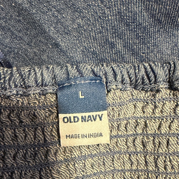 Old Navy women’s large 12 14 dress midi Blue denim Jean chambray pockets long - Picture 7 of 10